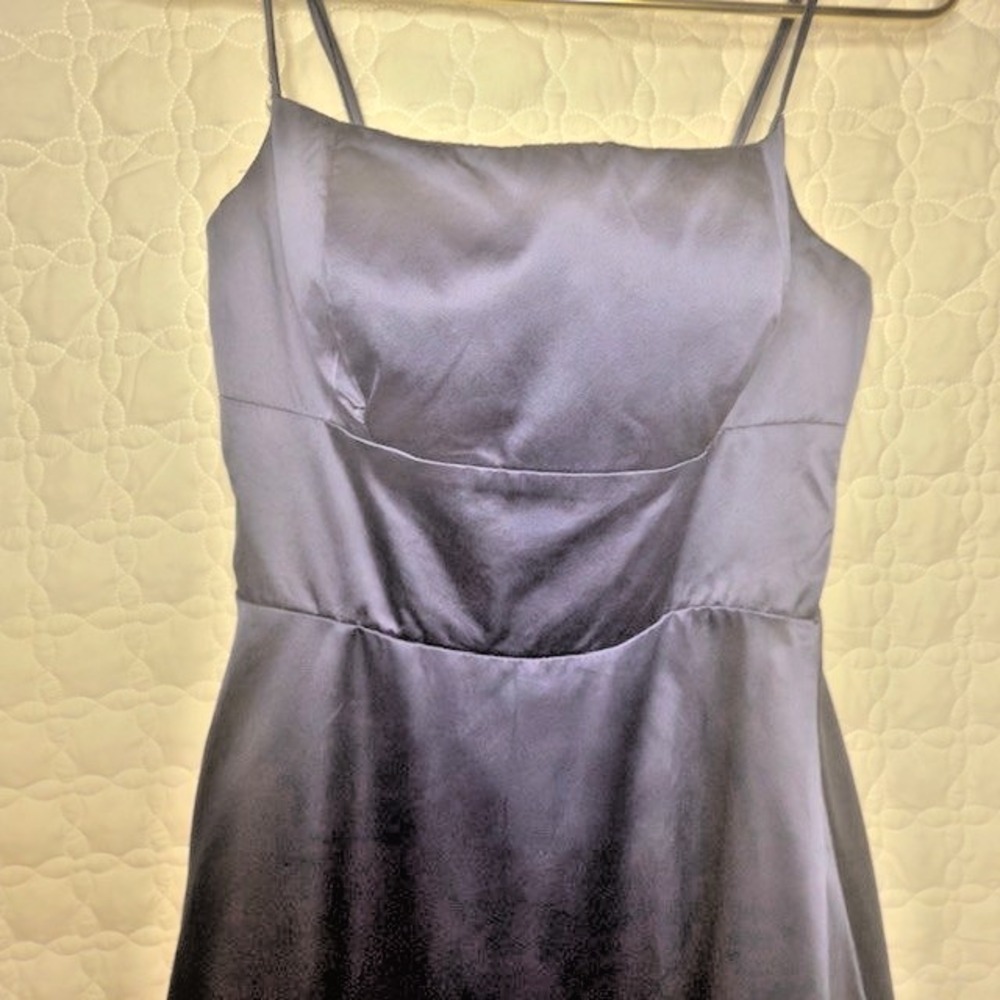 B. Darlin Blue Satin Strappy Sweetheart Bodycon Dance Midi Dress Juniors Sz 5/6 - Picture 6 of 7